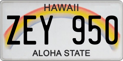 HI license plate ZEY950