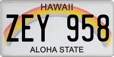 HI license plate ZEY958