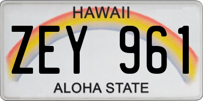 HI license plate ZEY961