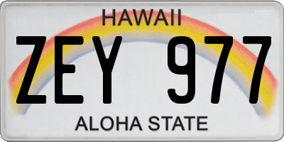 HI license plate ZEY977