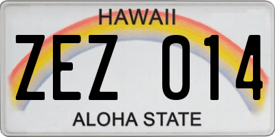 HI license plate ZEZ014