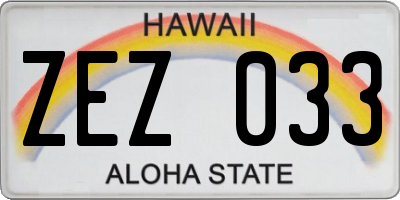 HI license plate ZEZ033
