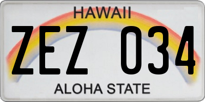 HI license plate ZEZ034