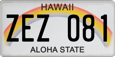 HI license plate ZEZ081
