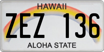 HI license plate ZEZ136