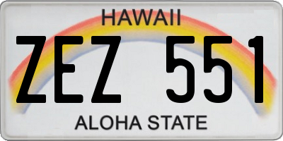 HI license plate ZEZ551