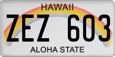 HI license plate ZEZ603