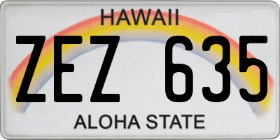 HI license plate ZEZ635