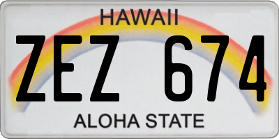 HI license plate ZEZ674