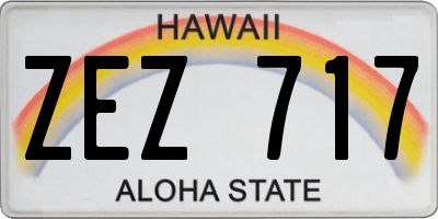 HI license plate ZEZ717