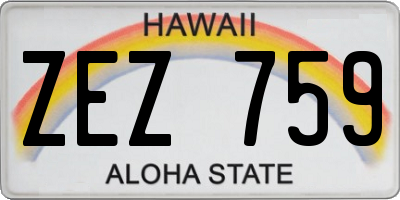 HI license plate ZEZ759