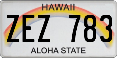 HI license plate ZEZ783