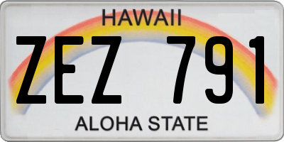 HI license plate ZEZ791