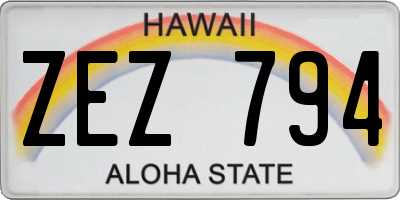 HI license plate ZEZ794
