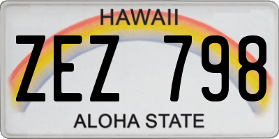HI license plate ZEZ798
