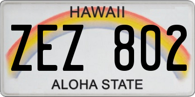 HI license plate ZEZ802