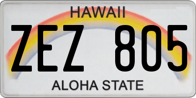 HI license plate ZEZ805