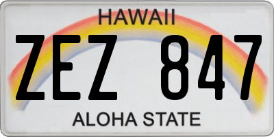 HI license plate ZEZ847