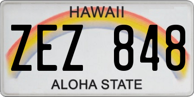 HI license plate ZEZ848