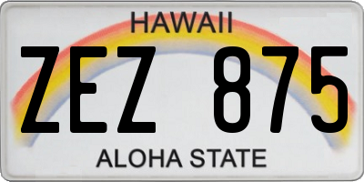 HI license plate ZEZ875