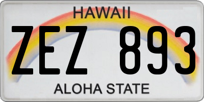 HI license plate ZEZ893