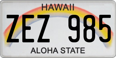 HI license plate ZEZ985