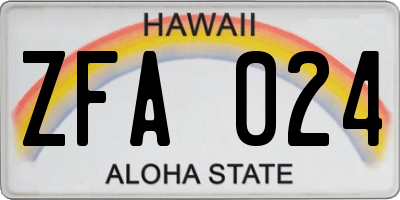 HI license plate ZFA024