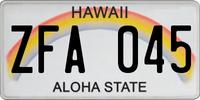 HI license plate ZFA045