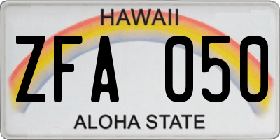 HI license plate ZFA050