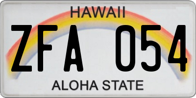 HI license plate ZFA054