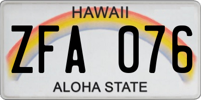 HI license plate ZFA076