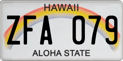 HI license plate ZFA079