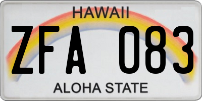 HI license plate ZFA083