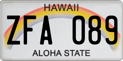 HI license plate ZFA089