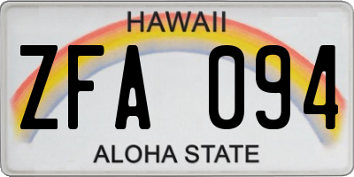 HI license plate ZFA094