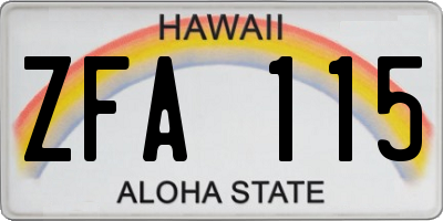 HI license plate ZFA115