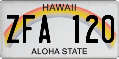 HI license plate ZFA120