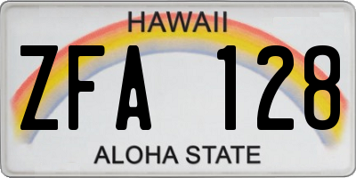 HI license plate ZFA128