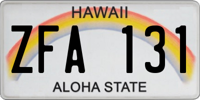 HI license plate ZFA131