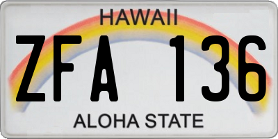 HI license plate ZFA136