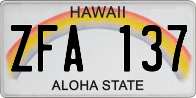 HI license plate ZFA137