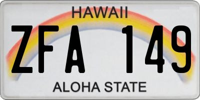 HI license plate ZFA149