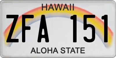 HI license plate ZFA151