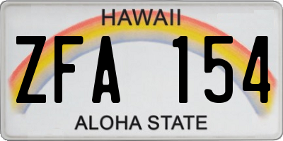 HI license plate ZFA154