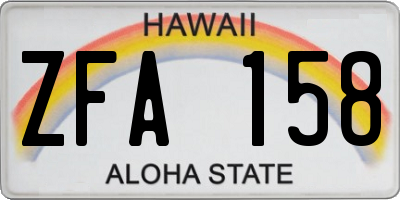 HI license plate ZFA158
