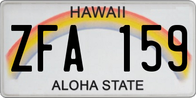 HI license plate ZFA159