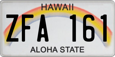 HI license plate ZFA161