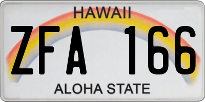 HI license plate ZFA166