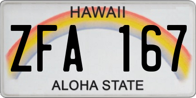 HI license plate ZFA167