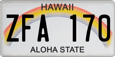 HI license plate ZFA170